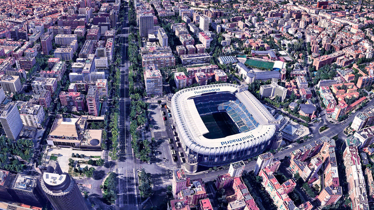 Fotografía aérea del Estadio Santiago Bernabéu