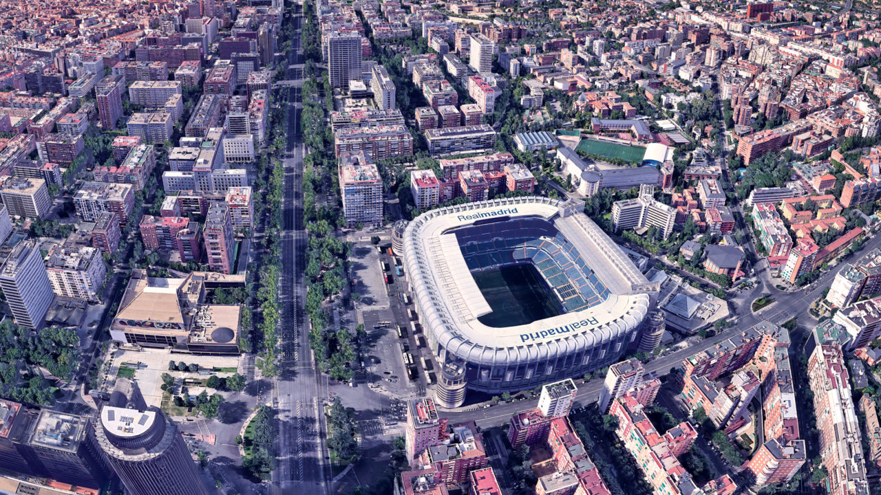 Fotografía aérea del estadio Santiago Bernabéu