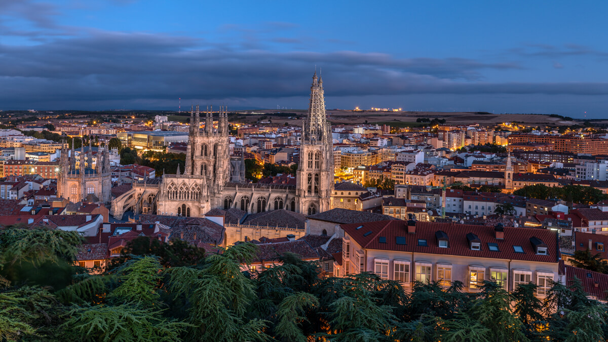 Fotografía del atardecer desde el mirador del castillo en Burgos